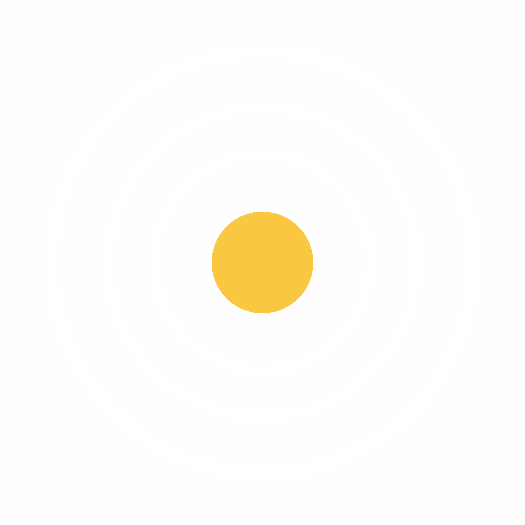 A yellow circle in the center with four evenly spaced, thin white concentric rings radiating outward on a light background.